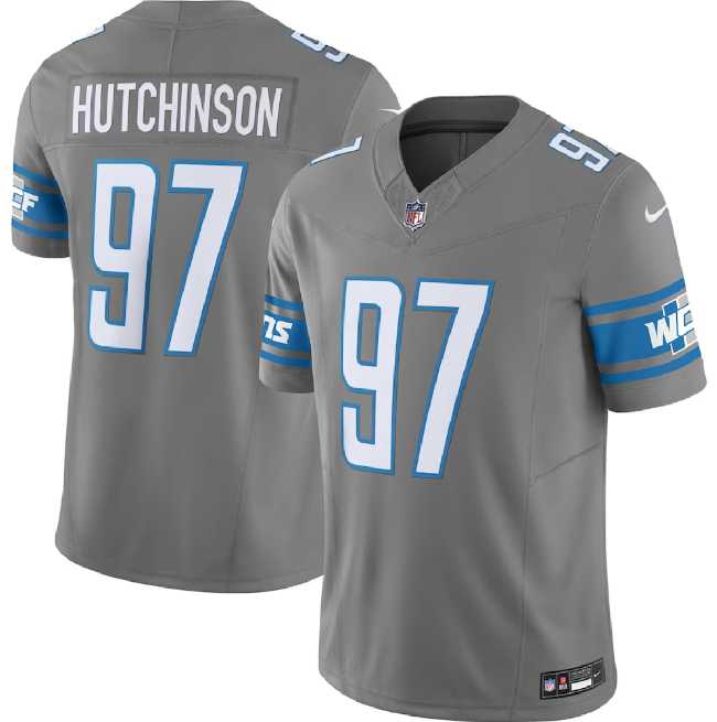 Men & Women & Youth Detroit Lions #97 Aidan Hutchinson Grey 2023 F.U.S.E. Vapor Untouchable Limited Stitched Jersey